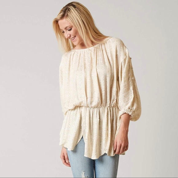 Free People Tops - Free People Metallic Sequin Blouse